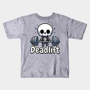 Deadlift. Cute Skeleton Deadlifting Pun Kids T-Shirt